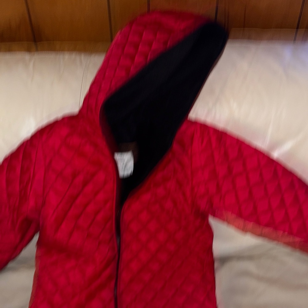 Quilted Red Hooded Jacket